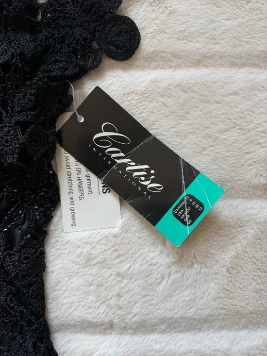 NWT Deadstock Y2K Crochet Beaded Tank Black Size 8 - Picture 4 of 4